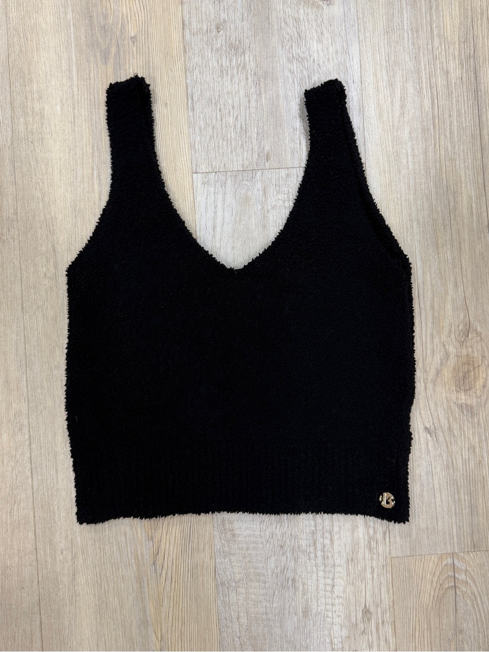 Buffbunny Black V-Neck Knit Cropped Tank